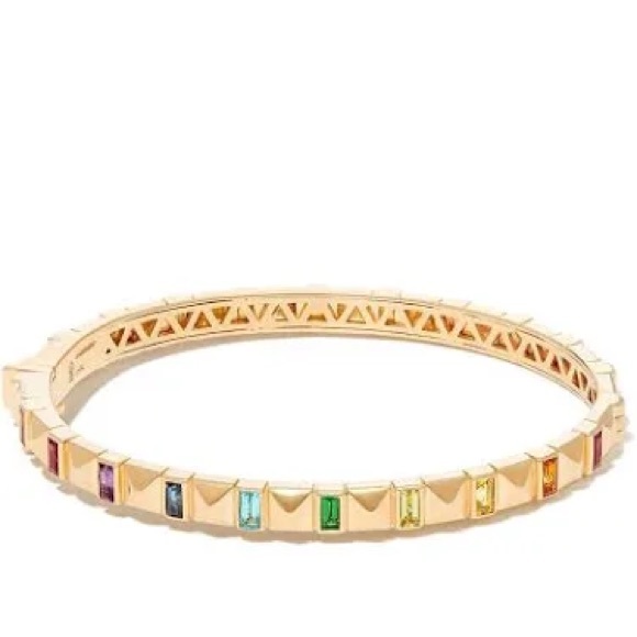STUNNING HARWELL GODFREY RAINBOW GEMSTONE PYRAMID STUDE BANGLE BRACELET - Picture 1 of 16